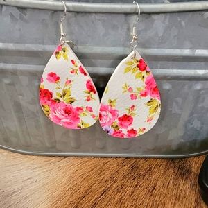 Faux leather teardrop earrings